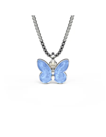 PIA & PER | Halskæde i sølv med blå sommerfugl i emalje