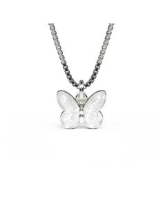 PIA & PER | Halskæde i sølv med hvid sommerfugl i emalje
