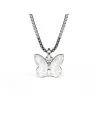 PIA & PER | Halskæde i sølv med hvid sommerfugl i emalje