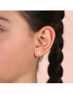 PIA & PER | Øreringe i sølv med hvid sommerfugl i emalje 2