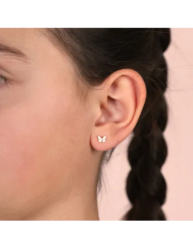 PIA & PER | Øreringe i sølv med hvid sommerfugl i emalje