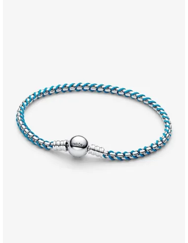 PANDORA | Slangekædearmbånd med Blåt Flet Sterlingsølv