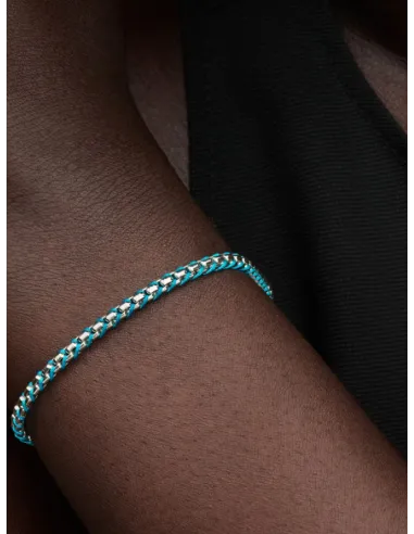 PANDORA | Slangekædearmbånd med Blåt Flet Sterlingsølv