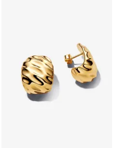 Pandora | Riflede Brede Creoler 14 kt. guldbelægning