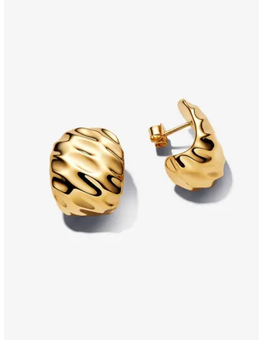 Pandora | Riflede Brede Creoler 14 kt. guldbelægning