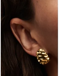 Pandora | Riflede Brede Creoler 14 kt. guldbelægning 2