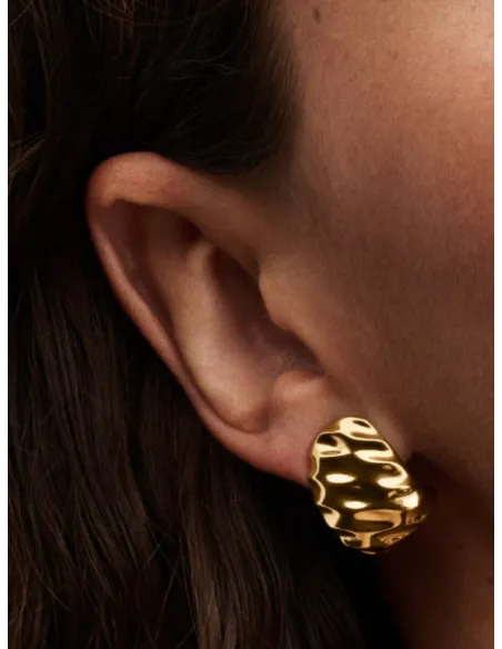 Pandora | Riflede Brede Creoler 14 kt. guldbelægning Pandora | Riflede Brede Creoler 14 kt. guldbelægning