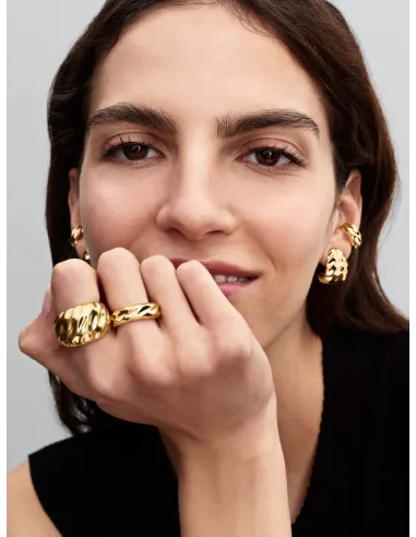 Pandora | Riflet Bred Båndring 14 kt. guldbelægning