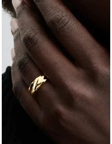 Pandora | Riflet Bred Båndring 14 kt. guldbelægning