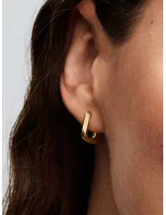 Pandora | Snoede Trekantede Små Creoler 14 kt. guldbelægning 2