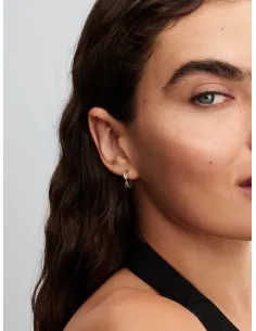 Pandora | Organisk Formede To-tonede Åbne Creoler Sterlingsølv, 14 kt. guldbelægning 2