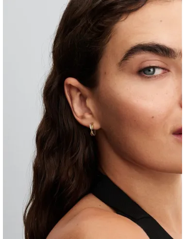 Pandora | Organisk Formede To-tonede Åbne Creoler Sterlingsølv, 14 kt. guldbelægning