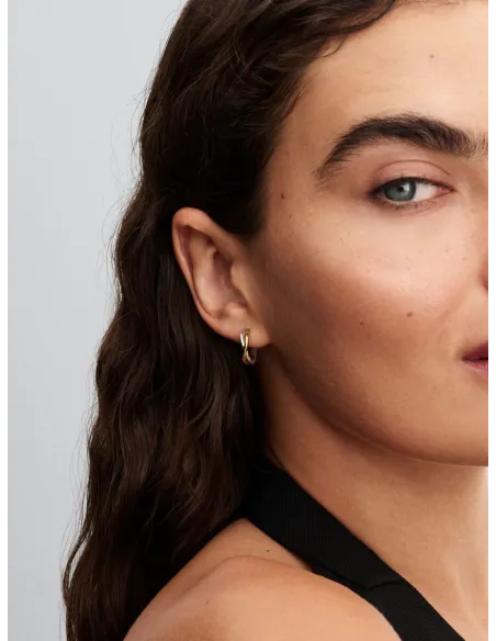 Pandora | Organisk Formede To-tonede Åbne Creoler Sterlingsølv, 14 kt. guldbelægning Pandora | Organisk Formede To-tonede Åbne Creoler Sterlingsølv, 14 kt. guldbelægning