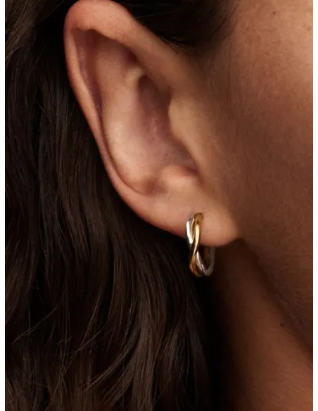 Pandora | Organisk Formede To-tonede Åbne Creoler Sterlingsølv, 14 kt. guldbelægning Pandora | Organisk Formede To-tonede Åbne Creoler Sterlingsølv, 14 kt. guldbelægning