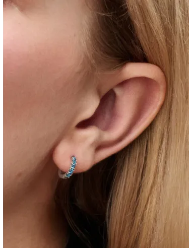 Pandora | Lyseblå Krammeøreringe Sterlingsølv