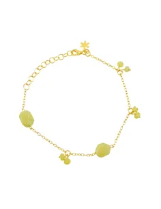 SUSANNE FRIIS BJØRNER | Armbånd anker 16-20 cm, forgyldt sølv, limegrøn serpentin og små led