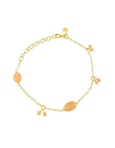 SUSANNE FRIIS BJØRNER | Armbånd anker 16-20 cm, forgyldt sølv, ferskenfarvet månesten og små led