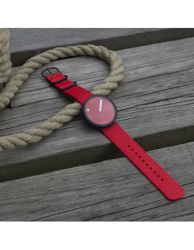 PICTO | Portside rød urskive / Portside rød genbrugsplast rem