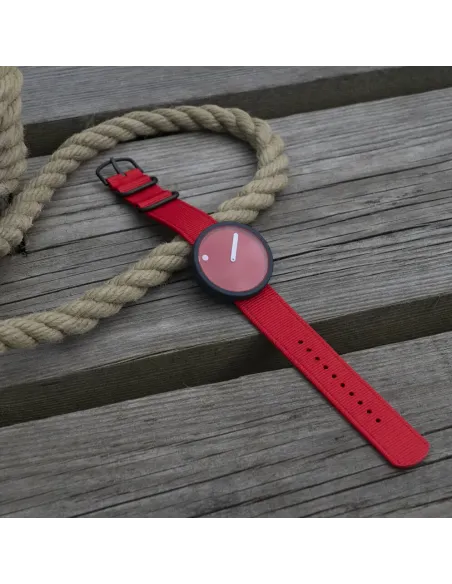 PICTO | Portside rød urskive / Portside rød genbrugsplast rem