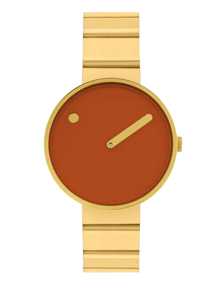 PICTO | 34 mm / Golden Mango urskive / Børstet guldarmbånd