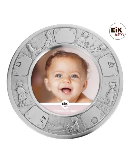 NOA KIDS | Tin fotoramme (rund) pige Ø18cm