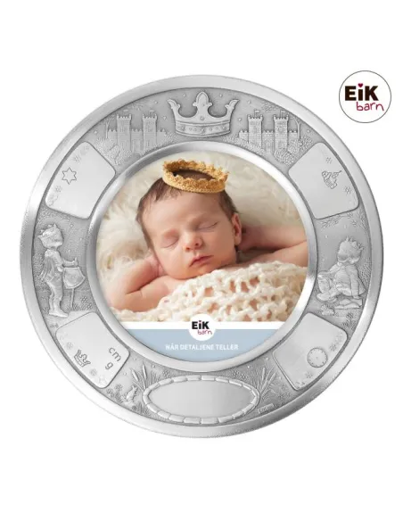 NOA KIDS | Tin fotoramme (rund) prins Ø18cm