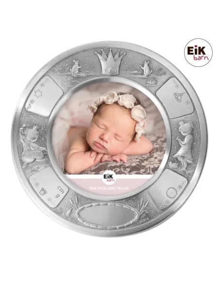 NOA KIDS | Tin fotoramme (rund) prinsesse Ø18cm