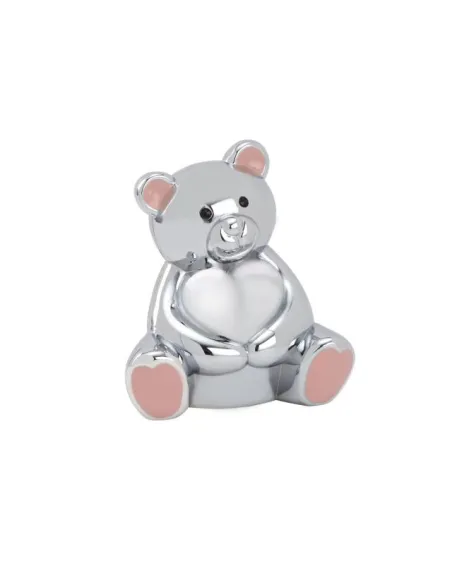 NOA KIDS | Forkromet sparebøsse bamse m. lyserøde ører