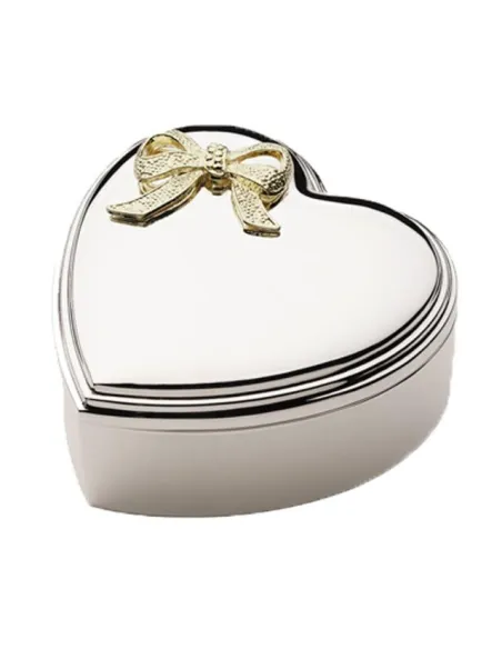 NOA KIDS | Forkromet smykkeskrin m. forgyldt sløjfe 12x12cm