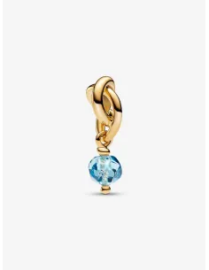 PANDORA | Marts Facetteret Havblå Evighedscirkel Charm med vedhæng 14 kt. guldbelægning