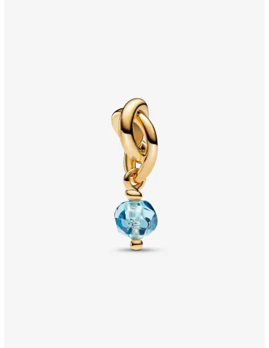 PANDORA | Marts Facetteret Havblå Evighedscirkel Charm med vedhæng 14 kt. guldbelægning