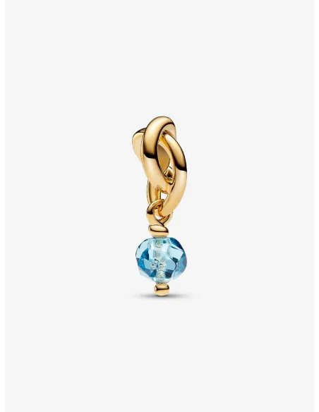 PANDORA | Marts Facetteret Havblå Evighedscirkel Charm med vedhæng 14 kt. guldbelægning