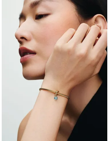 PANDORA | Marts Facetteret Havblå Evighedscirkel Charm med vedhæng 14 kt. guldbelægning