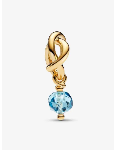 PANDORA | Marts Facetteret Havblå Evighedscirkel Charm med vedhæng 14 kt. guldbelægning