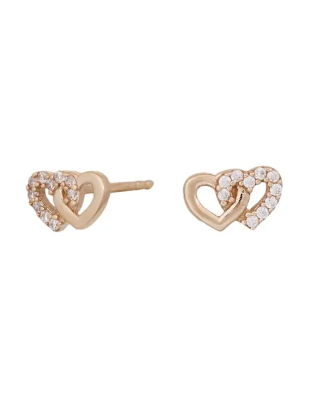 SIERSBØL | 8kt. guldørestikker dobbelt hjerte m/cz