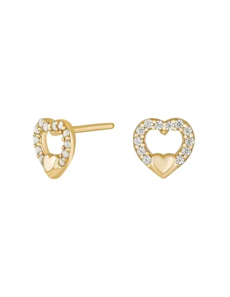 SIERSBØL | 8kt. guldørestikker hjerte i hjerte m/cz