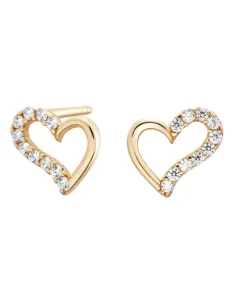 Siersbøl hjerteørestikker i 8 kt. guld med cz 6 x 8 mm