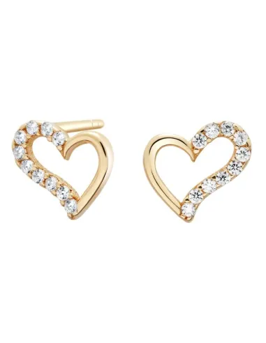 Siersbøl hjerteørestikker i 8 kt. guld med cz 6 x 8 mm