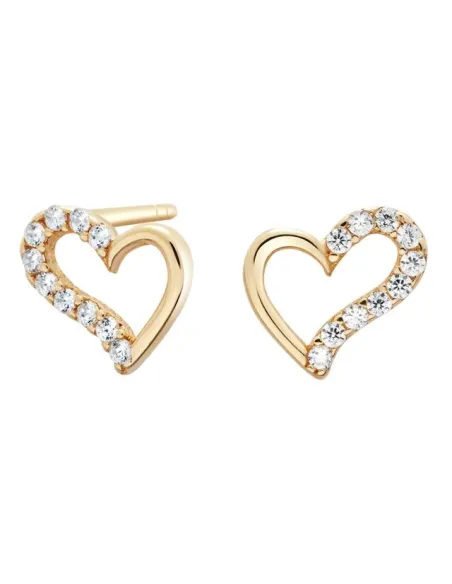 Siersbøl hjerteørestikker i 8 kt. guld med cz 6 x 8 mm