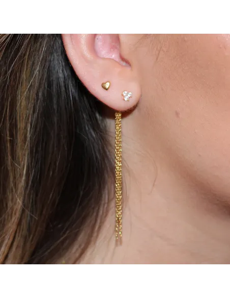 Ocean Ear Chain 01 – 18K guldbelagt sølvørekæde med ferskvandsperler, 5 cm lang