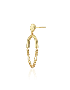 Ocean Ear Chain 01 – 18K guldbelagt sølvørekæde med ferskvandsperler, 5 cm lang