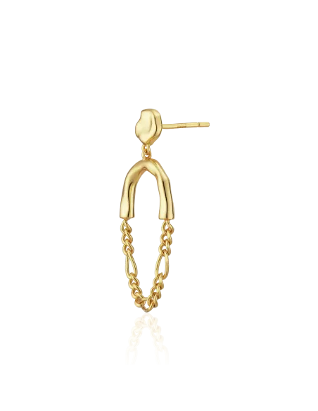 Ocean Ear Chain 01 – 18K guldbelagt sølvørekæde med ferskvandsperler, 5 cm lang