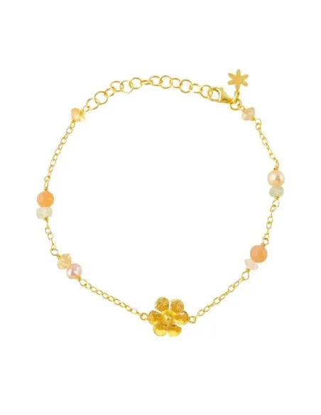 SUSANNE FRIIS BJØRNER | Armbånd i forgyldt sølv med citrin, ferskenfarvet månesten, prehnit, rosakvarts og ferskvandsperle SUSANNE FRIIS BJØRNER | Armbånd i forgyldt sølv med citrin, ferskenfarvet månesten, prehnit, rosakvarts og ferskvandsperle