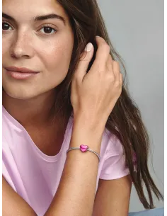 PANDORA | Metallisk Pink Hjerte Charm Sterlingsølv 2