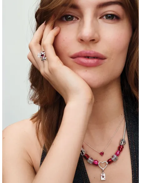 PANDORA | Metallisk Pink Hjerte Charm Sterlingsølv PANDORA | Metallisk Pink Hjerte Charm Sterlingsølv