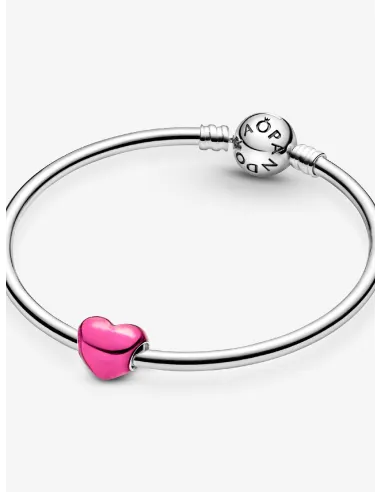 PANDORA | Metallisk Pink Hjerte Charm Sterlingsølv
