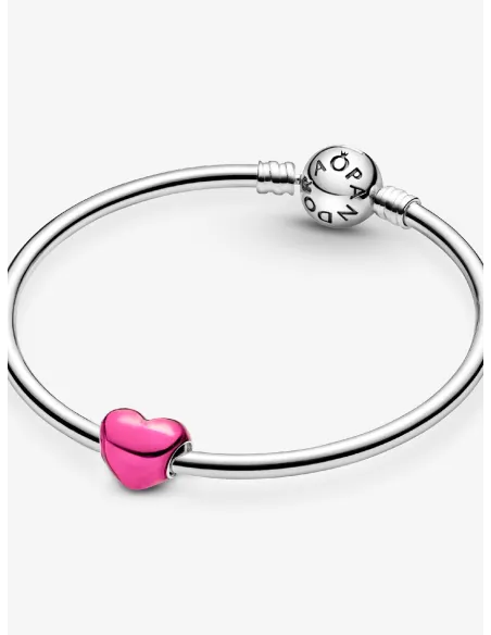 PANDORA | Metallisk Pink Hjerte Charm Sterlingsølv PANDORA | Metallisk Pink Hjerte Charm Sterlingsølv