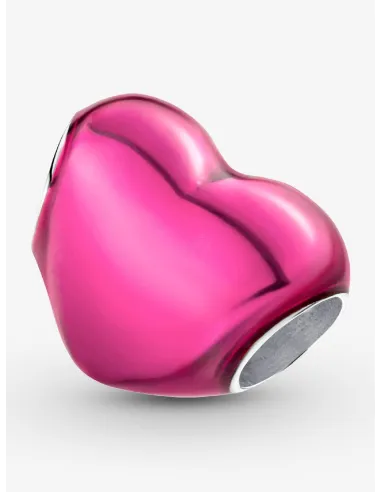 PANDORA | Metallisk Pink Hjerte Charm Sterlingsølv