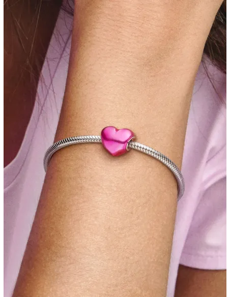 PANDORA | Metallisk Pink Hjerte Charm Sterlingsølv PANDORA | Metallisk Pink Hjerte Charm Sterlingsølv