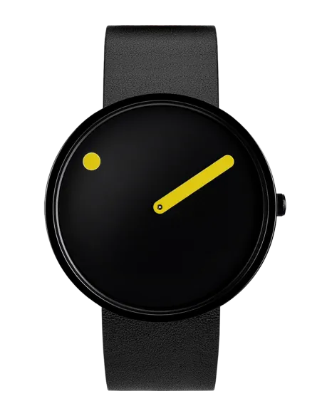 PICTO | 40 mm / Black dial / Black leather strap